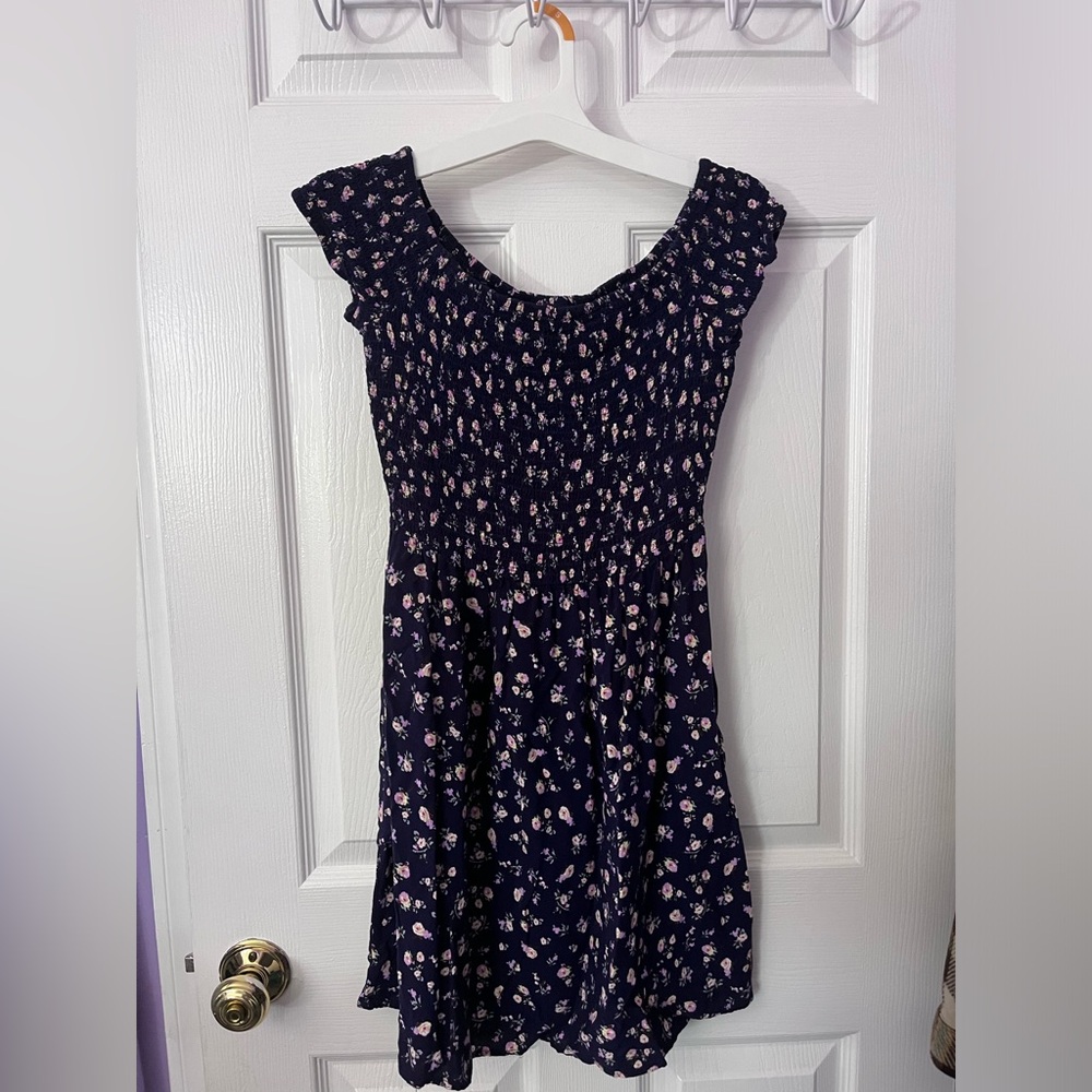 Mossimo purple floral off shoulder dress